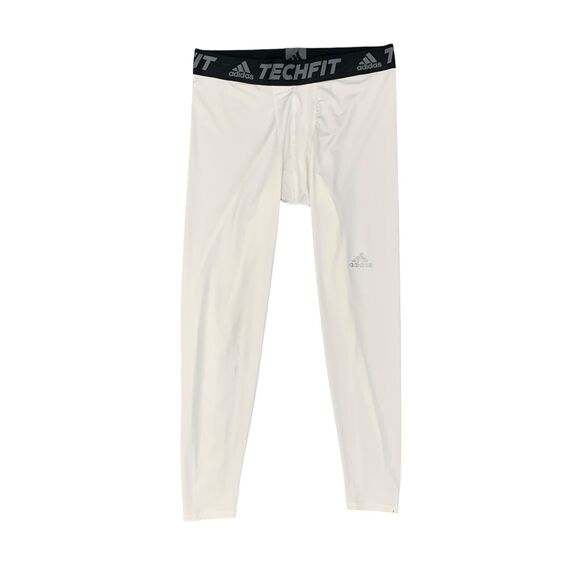 Adidas Tights Mens XL Extra Large White Black Fitted Techfit Base Layer Pants - Picture 1 of 11